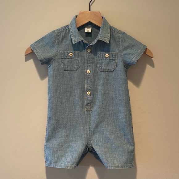 Baby Gap Chambray Shorty One-piece size 18-24 months EUC - Picture 5 of 11